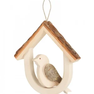 Waldfabrik, photophore en bois et étoile sapin de Noël Décoration De Fenetre : Petit Oiseau Dans Maisonnette 13 Cm