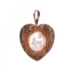 Waldfabrik, photophore en bois et étoile sapin de Noël Décoration Murale En Bois, Grand Coeur Motif Elan, 14,5 Cm