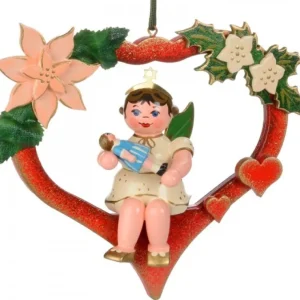 Hubrig, figurines pour enfant Décoration Sapin De Noël, Ange Dans Un Coeur Rouge