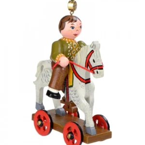Hubrig, figurines pour enfant Décoration Sapin De Noël Vintage, Enfant Sur Un Cheval De Bois,