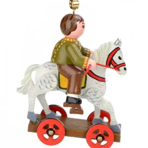 Hubrig, figurines pour enfant Décoration Sapin De Noël Vintage, Enfant Sur Un Cheval De Bois,