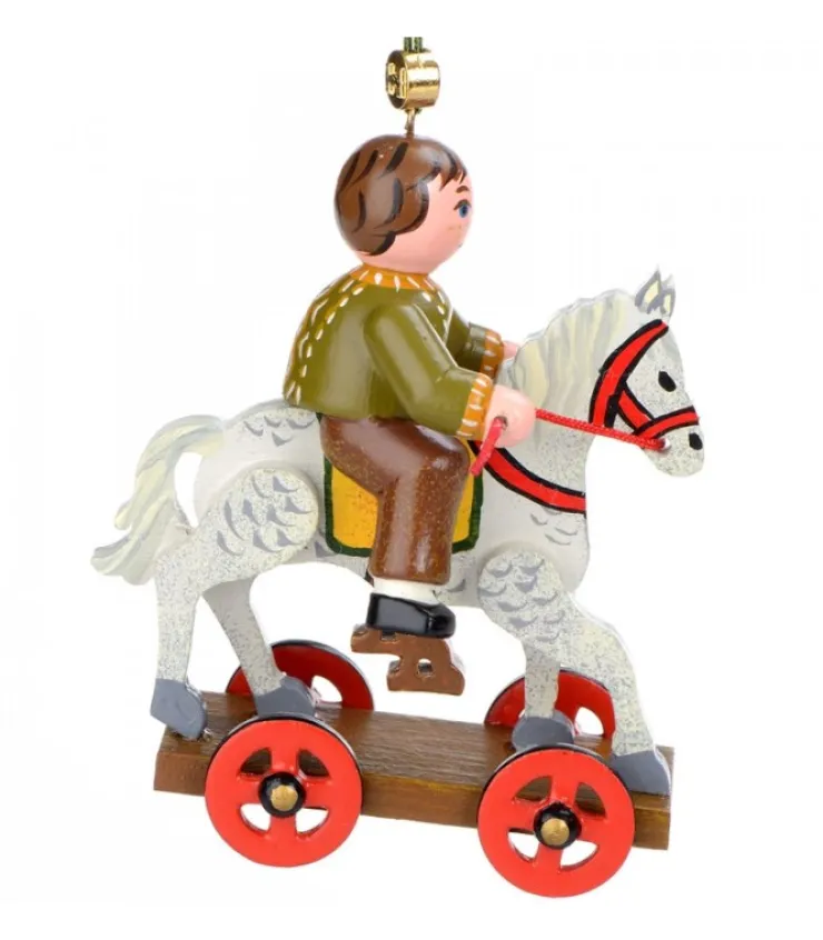 Hubrig, figurines pour enfant Décoration Sapin De Noël Vintage, Enfant Sur Un Cheval De Bois,