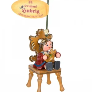 Hubrig, figurines pour enfant Décoration Sapin De Noël Vintage, Figurine Fillette Et Ourson