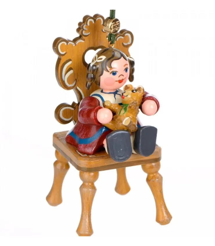 Hubrig, figurines pour enfant Décoration Sapin De Noël Vintage, Figurine Fillette Et Ourson