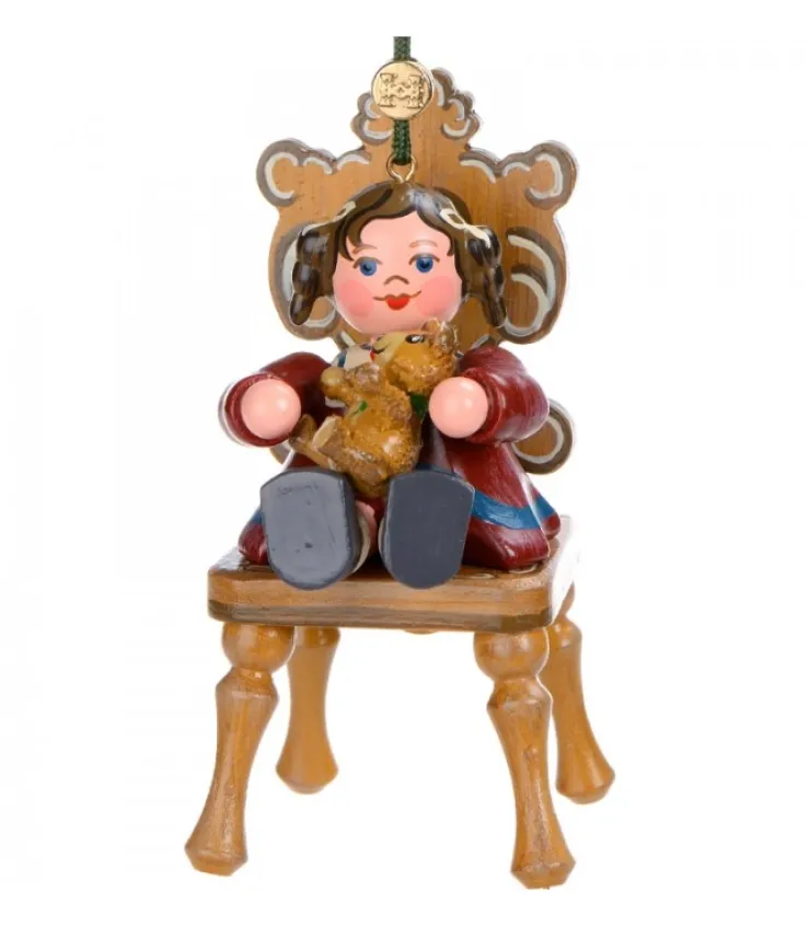 Hubrig, figurines pour enfant Décoration Sapin De Noël Vintage, Figurine Fillette Et Ourson