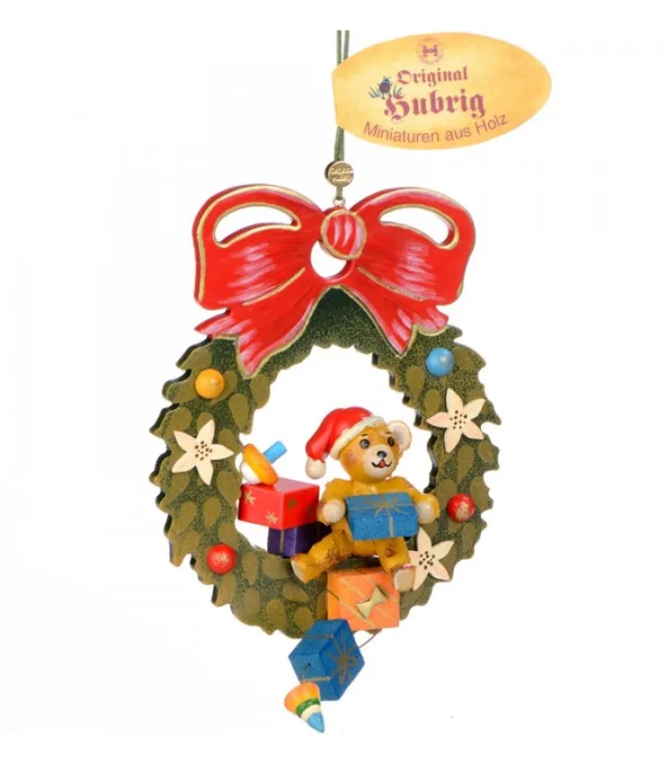 Hubrig, figurines pour enfant Décoration Sapin De Noël Vintage, Ourson Dans Couronne
