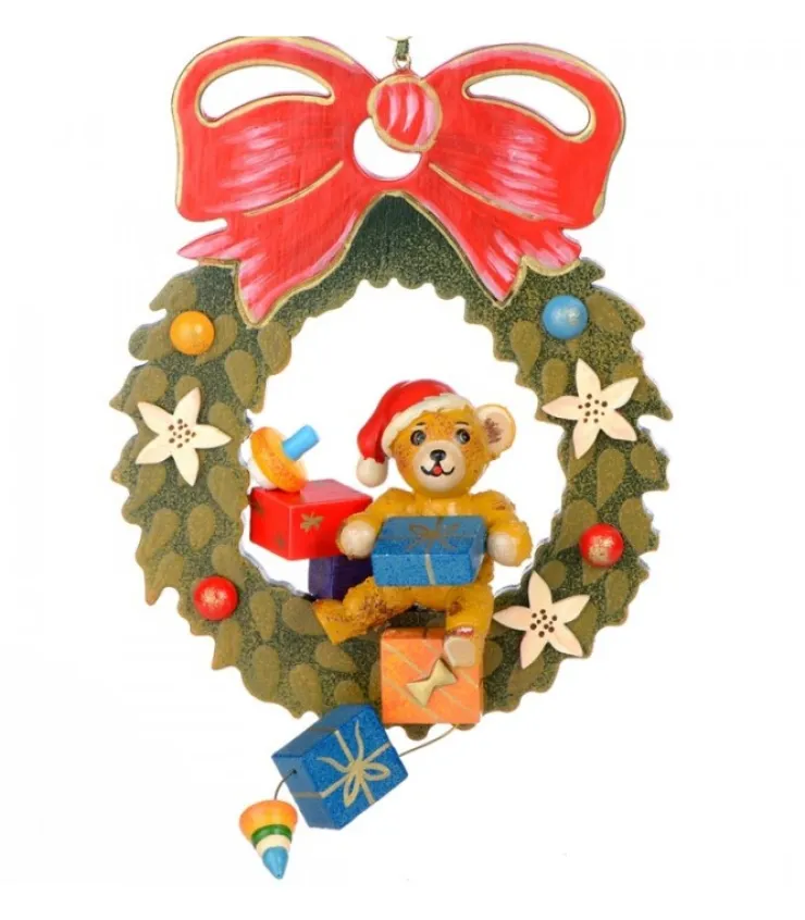 Hubrig, figurines pour enfant Décoration Sapin De Noël Vintage, Ourson Dans Couronne