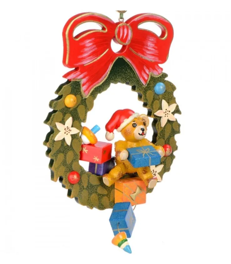 Hubrig, figurines pour enfant Décoration Sapin De Noël Vintage, Ourson Dans Couronne