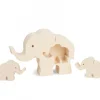 Waldfabrik, photophore en bois et étoile sapin de Noël Elephant En Bois Avec Deux Bebes Elephants, 8,5 Cm