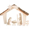 Waldfabrik, photophore en bois et étoile sapin de Noël Etable De Bethleem Avec Figurines En Ecorce, 17 Cm