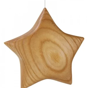 Waldfabrik, photophore en bois et étoile sapin de Noël Etoile En Bois Poli A Suspendre 7,5 Cm