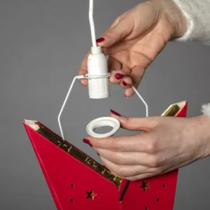 Konstsmide, guirlandes lumineuses de Noël Etoile Lumineuse 7 Branches En Papier Velours Rouge A Suspendre, 60 Cm