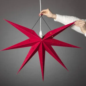 Konstsmide, guirlandes lumineuses de Noël Etoile Lumineuse 7 Branches En Papier Velours Rouge A Suspendre, 60 Cm