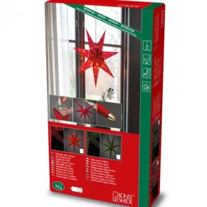 Konstsmide, guirlandes lumineuses de Noël Etoile Lumineuse 7 Branches En Papier Velours Rouge A Suspendre, 60 Cm