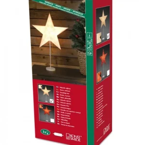 Konstsmide, guirlandes lumineuses de Noël Etoile Lumineuse Electrique 5 Branches En Papier, Blanche, Sur Pied Blanc, 46 Cm