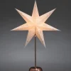 Konstsmide, guirlandes lumineuses de Noël Etoile Lumineuse Electrique 7 Branches En Papier, Blanche, Sur Pied Cuivre 48 Cm