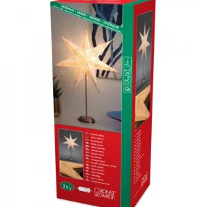 Konstsmide, guirlandes lumineuses de Noël Etoile Lumineuse Electrique 7 Branches En Papier, Blanche, Sur Pied Cuivre 48 Cm
