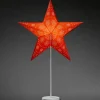 Konstsmide, guirlandes lumineuses de Noël Etoile Lumineuse Electrique 5 Branches En Papier, Rouge, Sur Pied Blanc, 46 Cm