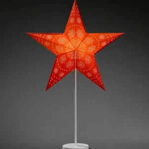 Konstsmide, guirlandes lumineuses de Noël Etoile Lumineuse Electrique 5 Branches En Papier, Rouge, Sur Pied Blanc, 46 Cm
