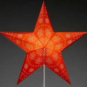 Konstsmide, guirlandes lumineuses de Noël Etoile Lumineuse Electrique 5 Branches En Papier, Rouge, Sur Pied Blanc, 46 Cm