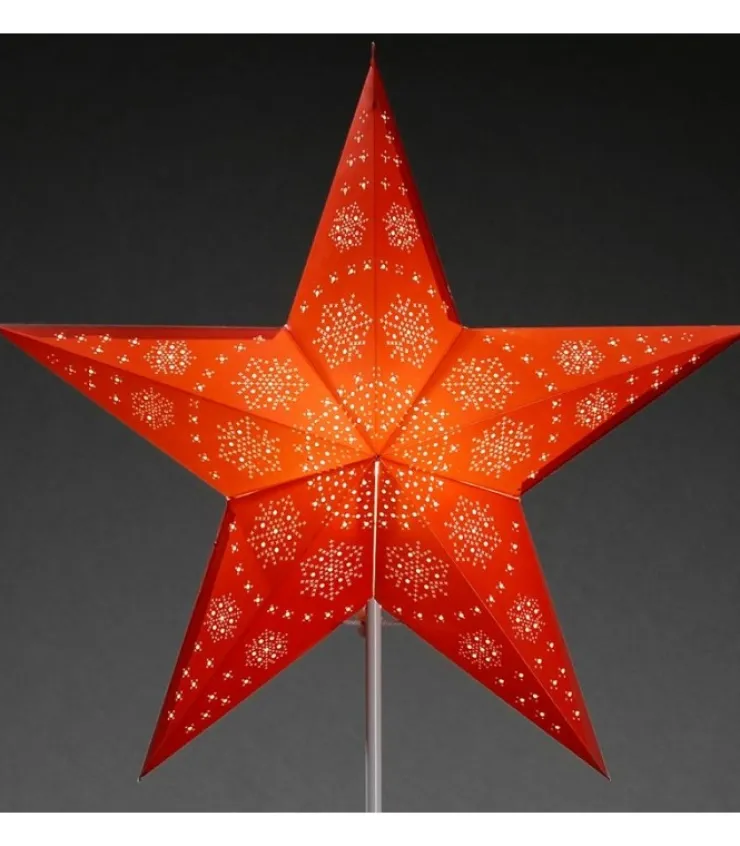 Konstsmide, guirlandes lumineuses de Noël Etoile Lumineuse Electrique 5 Branches En Papier, Rouge, Sur Pied Blanc, 46 Cm
