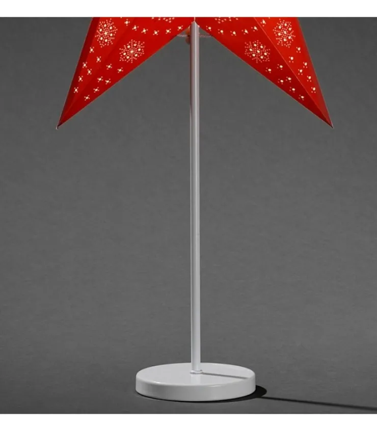 Konstsmide, guirlandes lumineuses de Noël Etoile Lumineuse Electrique 5 Branches En Papier, Rouge, Sur Pied Blanc, 46 Cm
