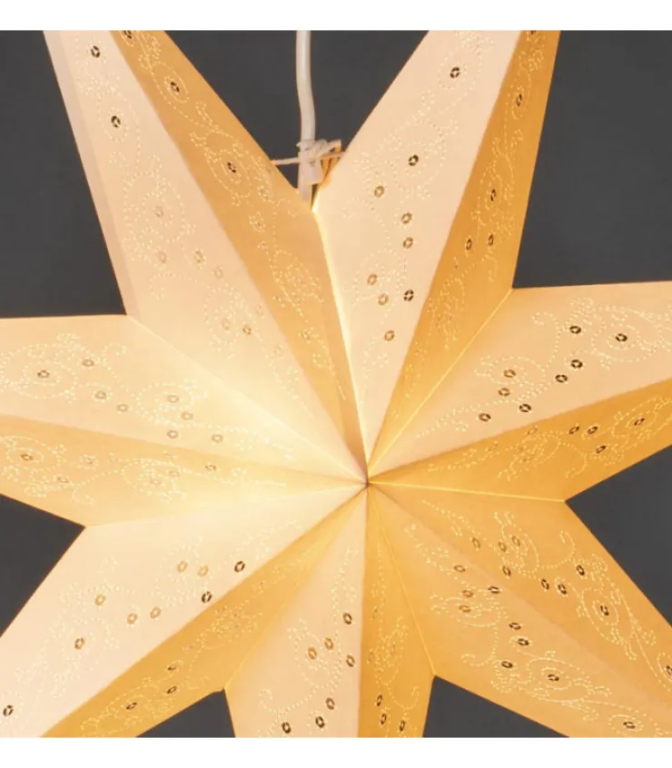 etoile_lumineuse_en_papier_a_suspendre__branches_blanche__cm_1.webp Konstsmide, guirlandes lumineuses de Noël Etoile Lumineuse En Papier A Suspendre, 7 Branches, Blanche, 60 Cm
