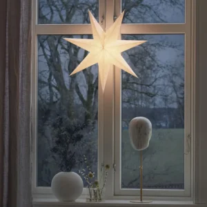 Konstsmide, guirlandes lumineuses de Noël Etoile Lumineuse En Papier A Suspendre, 7 Branches, Blanche, 60 Cm