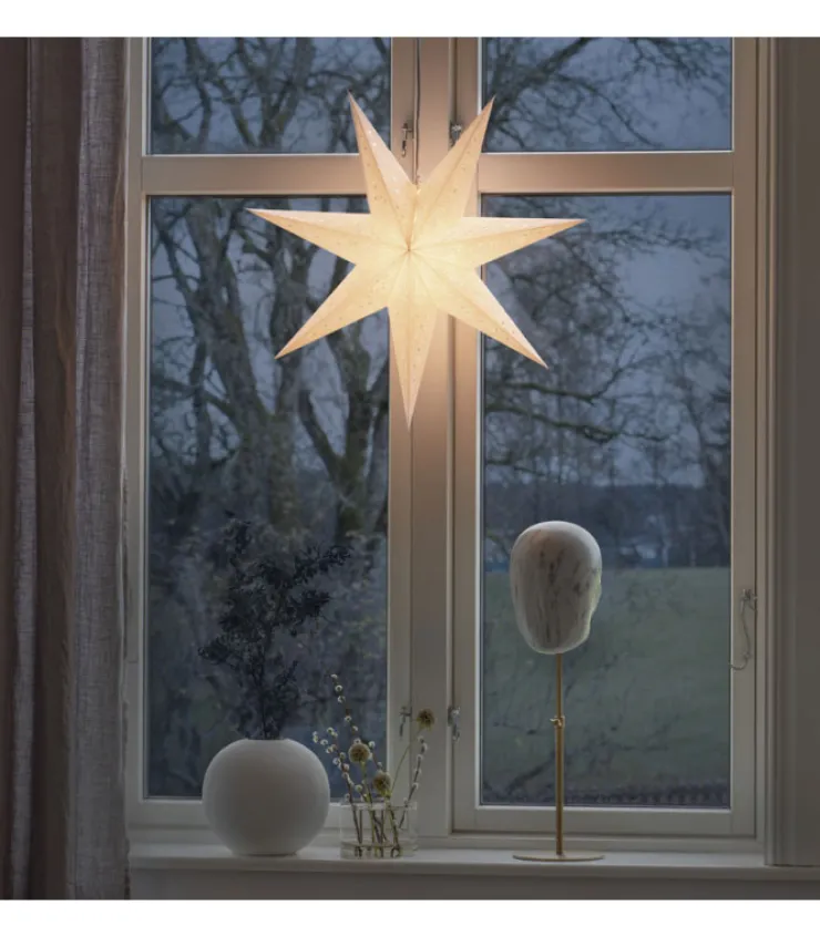 etoile_lumineuse_en_papier_a_suspendre__branches_blanche__cm_3.webp Konstsmide, guirlandes lumineuses de Noël Etoile Lumineuse En Papier A Suspendre, 7 Branches, Blanche, 60 Cm