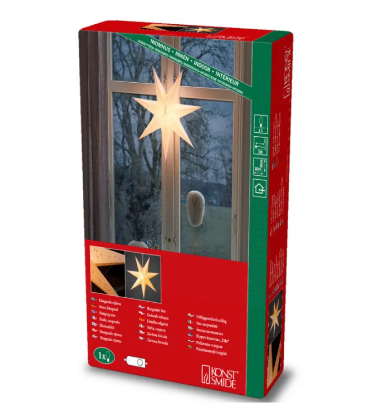 etoile_lumineuse_en_papier_a_suspendre__branches_blanche__cm_4.webp Konstsmide, guirlandes lumineuses de Noël Etoile Lumineuse En Papier A Suspendre, 7 Branches, Blanche, 60 Cm