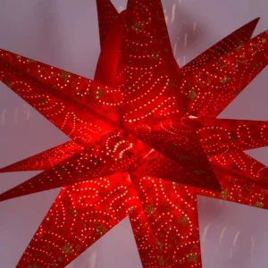 Riffelmacher et Weinberger Etoile Lumineuse Rouge En Papier 3D, A Suspendre, 45 Cm