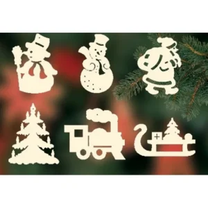 Ratags, décos de Noël lumineuses en bois 6 Figurines De Noël En Bois Pour Sapin - Set N° 2