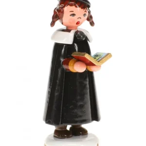 Hubrig, figurines pour enfant Fillette Chanteuse Avec Livre De Chants- Village De Noël Miniature