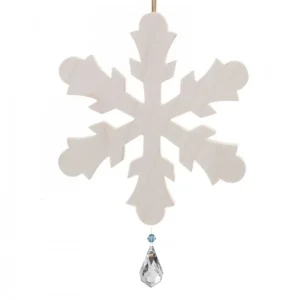 Waldfabrik, photophore en bois et étoile sapin de Noël Grand Flocon De Neige A Suspendre Avec Cristal Swarovski 12 Cm