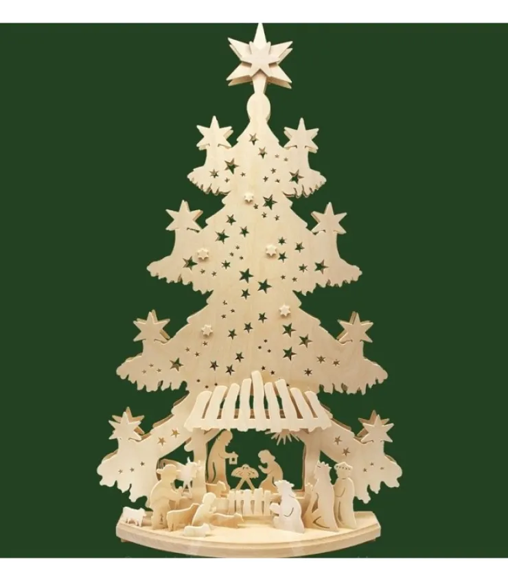 Ratags, décos de Noël lumineuses en bois Grand Sapin Lumineux Led En Bois Avec Personnages De La Crèche