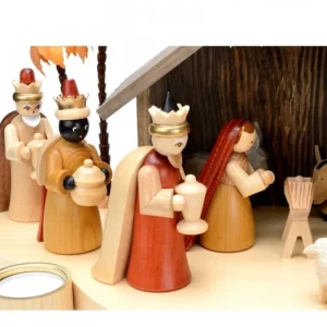 Richard Glasser, Pyramides de Noël allemandes Grande Crèche De Noël En Bois Avec Personnages