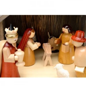 Richard Glasser, Pyramides de Noël allemandes Grande Crèche De Noël En Bois Avec Personnages