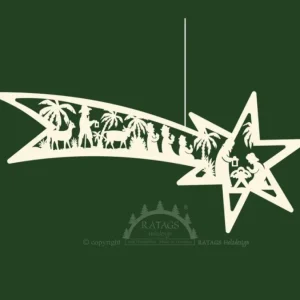 Ratags, décos de Noël lumineuses en bois Grande Etoile De Noël Filante A Suspendre