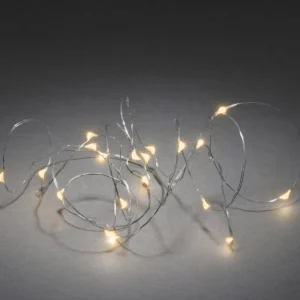 Konstsmide, guirlandes lumineuses de Noël Guirlande Led A Pile, 20 Diodes Ambrees, Fil Argente