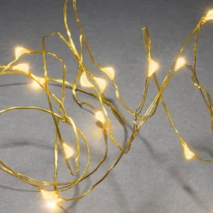 Konstsmide, guirlandes lumineuses de Noël Guirlande Led A Pile, 20 Diodes Ambrees, Fil Laiton