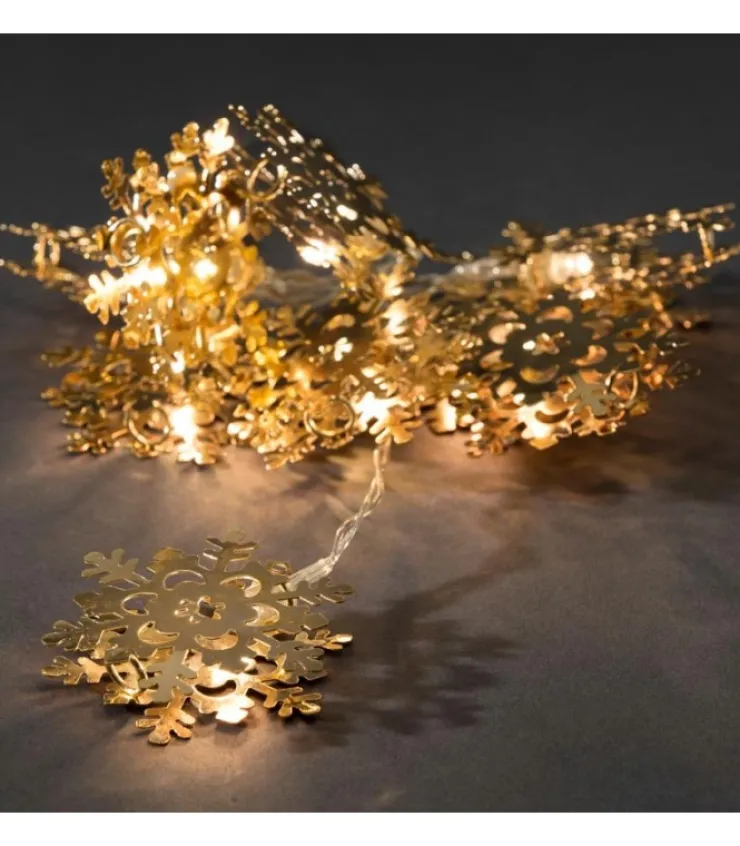 Konstsmide, guirlandes lumineuses de Noël Guirlande Lumineuse Décorative A Led, Flocons De Neige Metalliques Dores