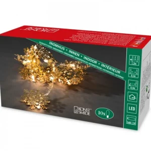 Konstsmide, guirlandes lumineuses de Noël Guirlande Lumineuse Décorative A Led, Flocons De Neige Metalliques Dores