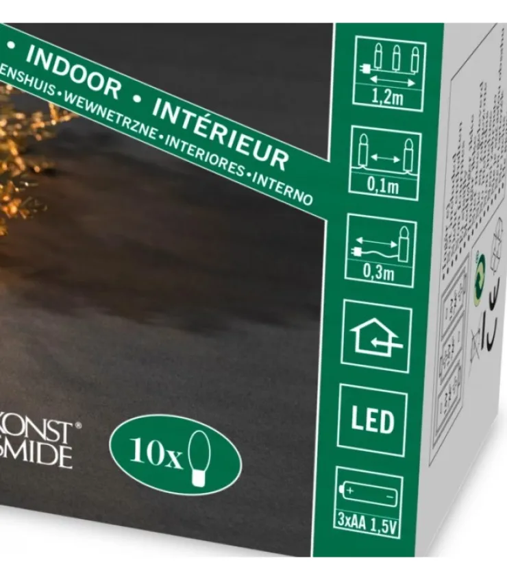 Konstsmide, guirlandes lumineuses de Noël Guirlande Lumineuse Décorative A Led, Flocons De Neige Metalliques Dores