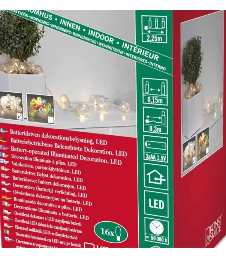 Konstsmide, guirlandes lumineuses de Noël Guirlande Lumineuse Décorative A Led, Flocons De Neige Metalliques Dores