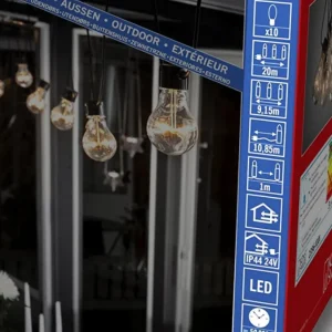 Konstsmide, guirlandes lumineuses de Noël Guirlande Lumineuse De Terrasse 10 M Extensible, 10 Ampoules Ambrees