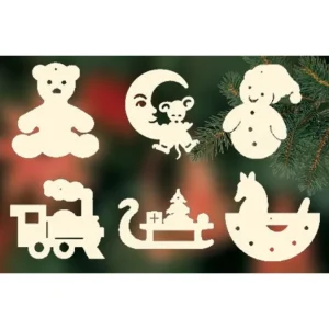 Ratags, décos de Noël lumineuses en bois 6 Jouets En Bois Pour La Décoration Du Sapin - Set N° 5