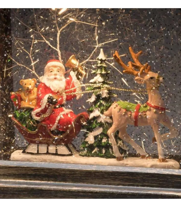 Konstsmide, guirlandes lumineuses de Noël Lanterne À Neige A Led Avec Père Noël Dans Son Traineau, 25 Cm