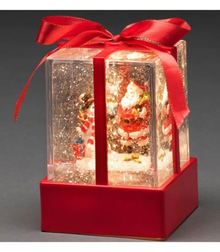 Konstsmide, guirlandes lumineuses de Noël Lanterne À Neige "Cadeau De Noël" Avec Père Noël & Bonhomme De Neige