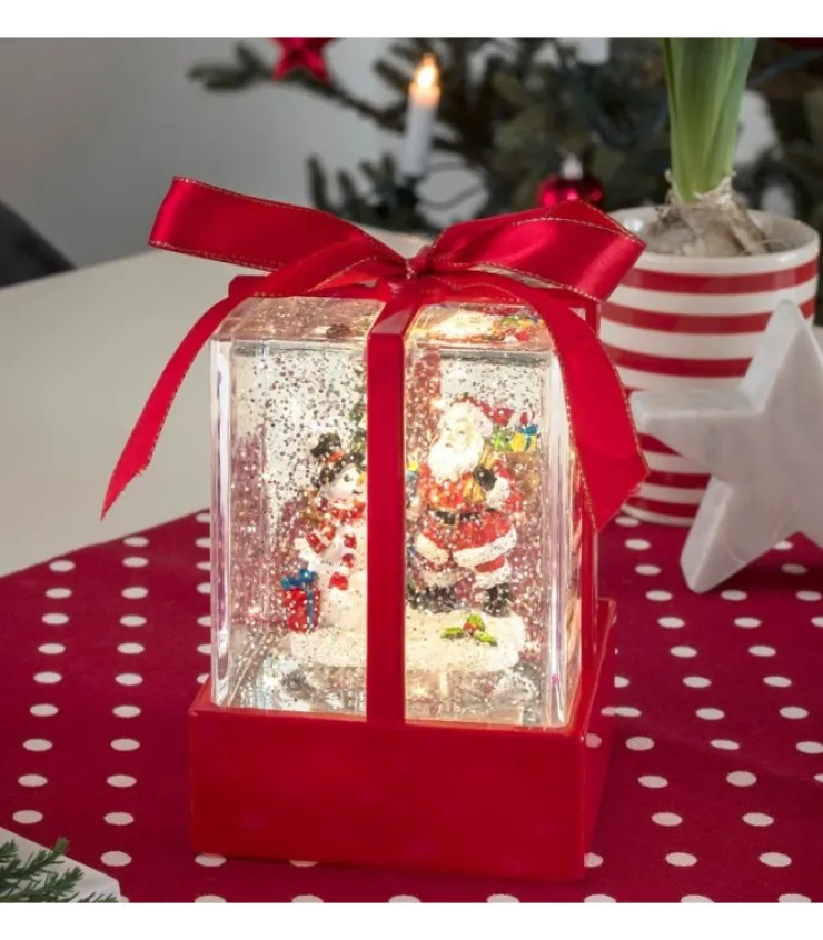 Konstsmide, guirlandes lumineuses de Noël Lanterne À Neige "Cadeau De Noël" Avec Père Noël & Bonhomme De Neige