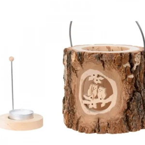 Waldfabrik, photophore en bois et étoile sapin de Noël Lanterne Photophore En Bois, Couple D'Hiboux